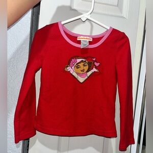 Nickelodeon Dora the Explorer  Red Long Sleeve Kids Pajama Tee